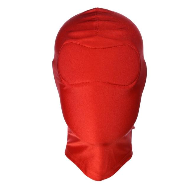 Red Stretchy Hood Open Mouth Eye Holes Sensory Deprivation Bdsm Bondage