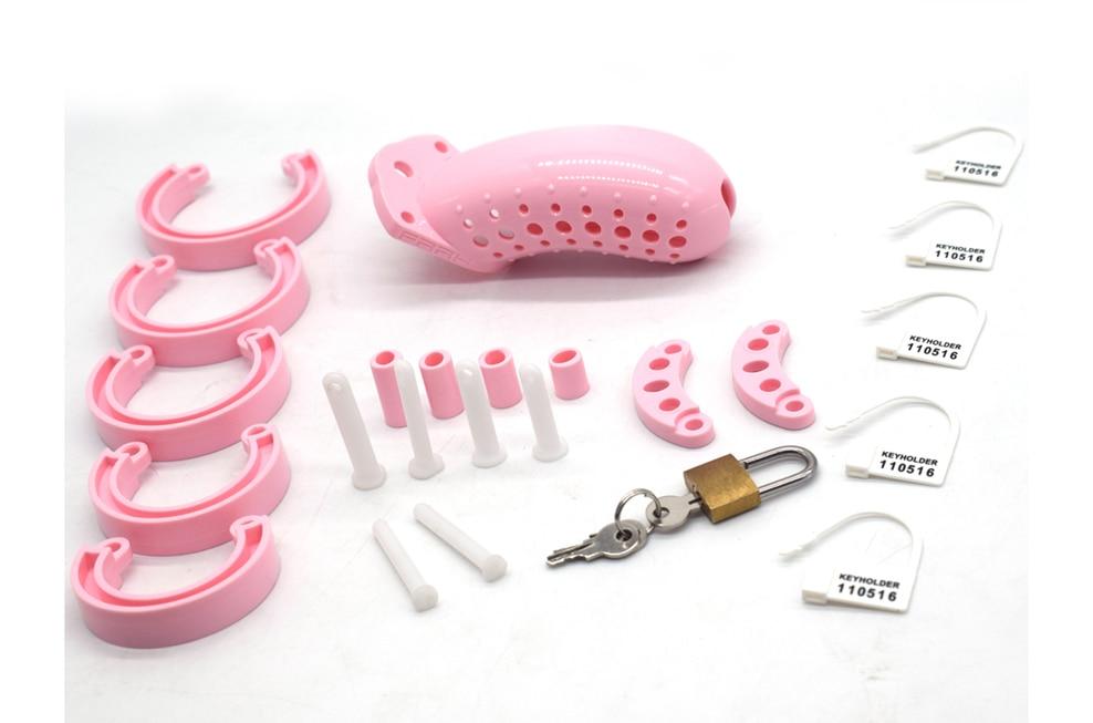 Plastic Male Chastity Device Breathable Locking Cock Cage Penis Ring Men