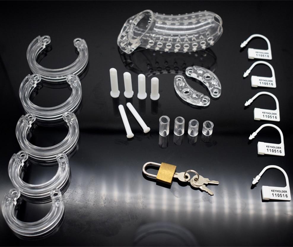 Plastic Male Chastity Device Breathable Locking Cock Cage Penis Ring Men