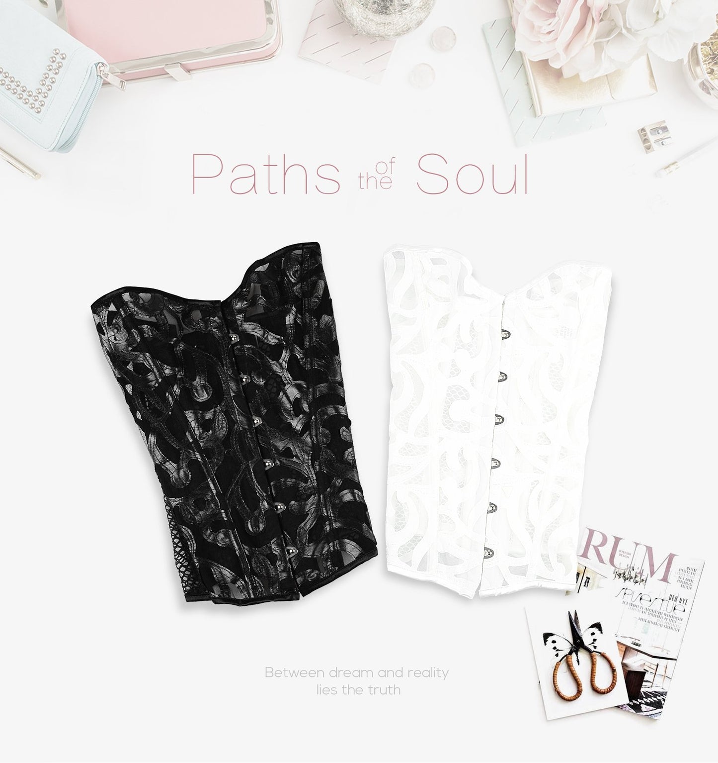 Black White Over Bust Corset Lace Mesh Sexy Lingerie Bdsm Fetish Clothing