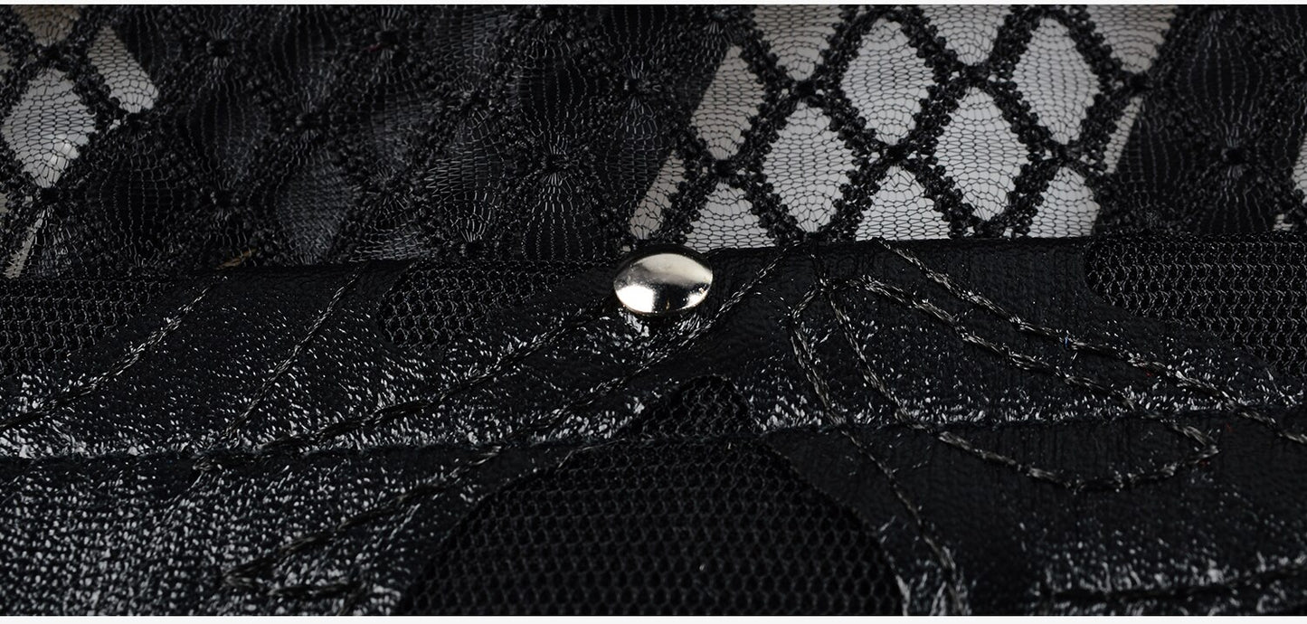 Black White Over Bust Corset Lace Mesh Sexy Lingerie Bdsm Fetish Clothing