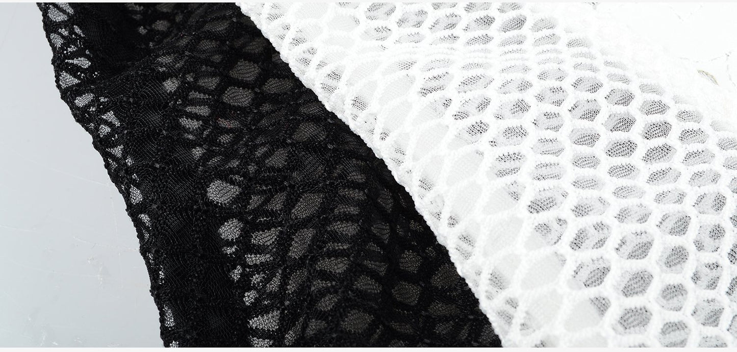 Black White Over Bust Corset Lace Mesh Sexy Lingerie Bdsm Fetish Clothing