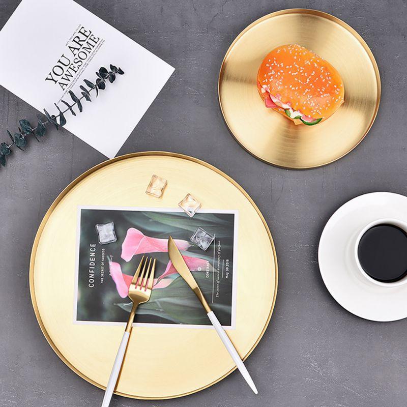 Stainless Steel Golden Tray Storage Decor