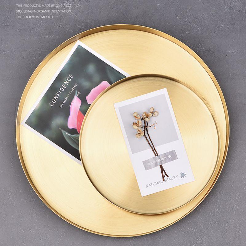 Stainless Steel Golden Tray Storage Decor