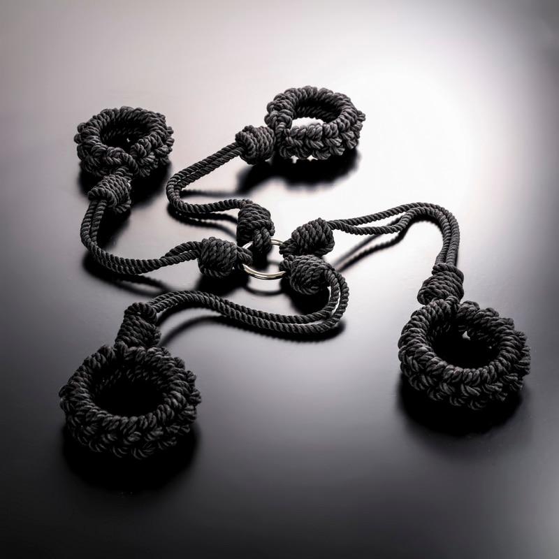 Braided Shibari Rope Bondage Handcuffs Ankle Cuffs Restraints Bdsm Hogtie