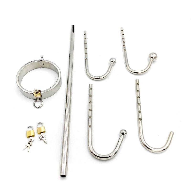 Stainless Steel Collar Slave Posture Bar Anal Hook Bondage Bdsm Restraints Kit