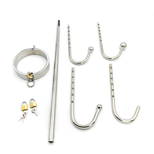 Stainless Steel Collar Slave Posture Bar Anal Hook Bondage Bdsm Restraints Kit