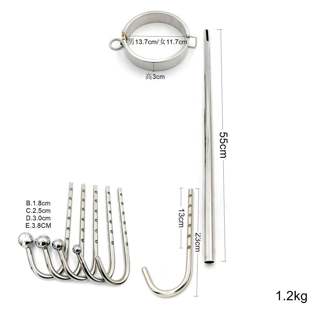 Stainless Steel Collar Slave Posture Bar Anal Hook Bondage Bdsm Restraints Kit