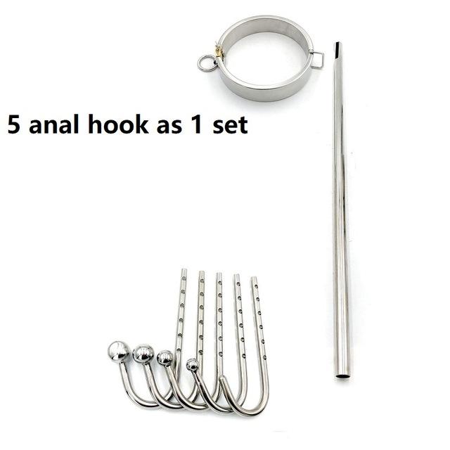 Stainless Steel Collar Slave Posture Bar Anal Hook Bondage Bdsm Restraints Kit