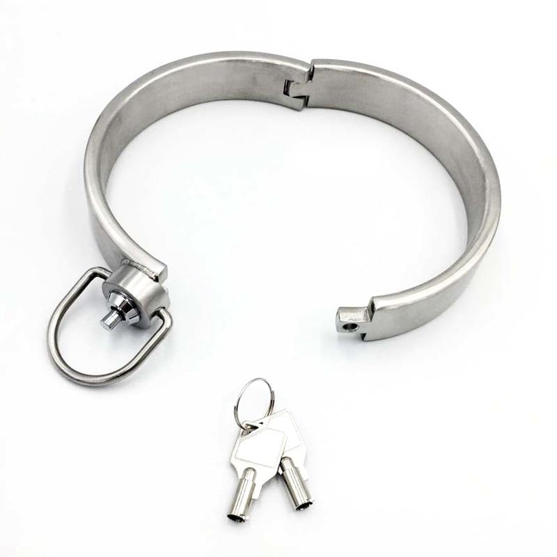 Solid Stainless Steel Lockable Slave Collar Bdsm Bondage Restraints
