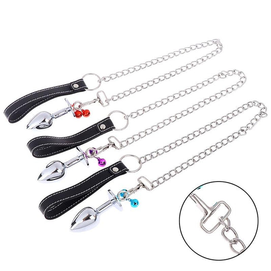 Small Metal Butt Rhinestone Leash Stainless Steel Anal Plug Bdsm Restraints