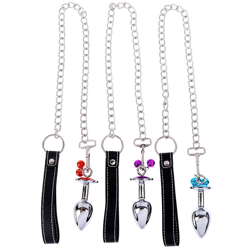 Small Metal Butt Rhinestone Leash Stainless Steel Anal Plug Bdsm Restraints
