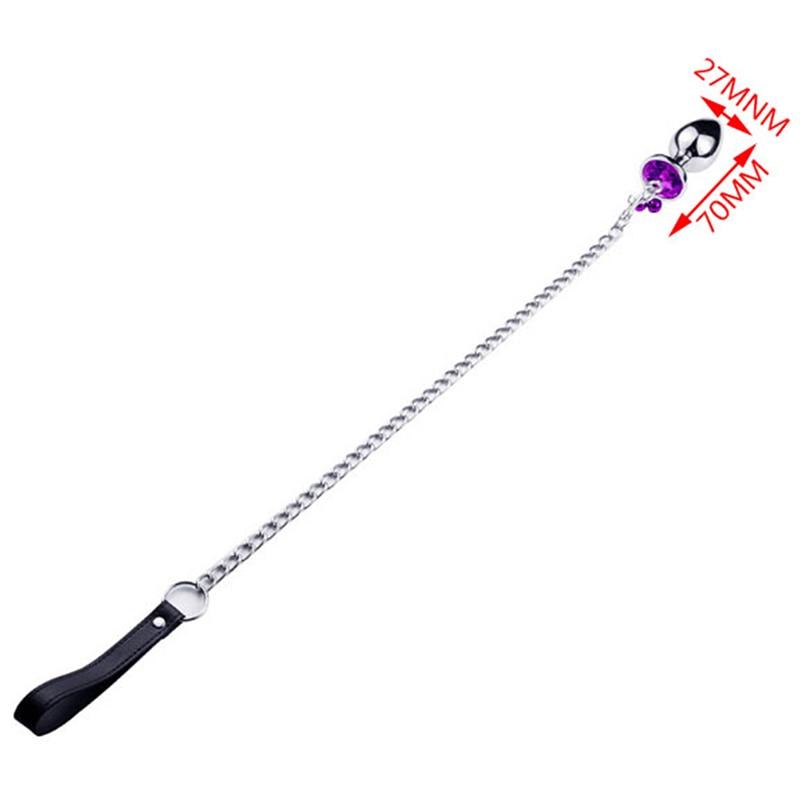 Small Metal Butt Rhinestone Leash Stainless Steel Anal Plug Bdsm Restraints