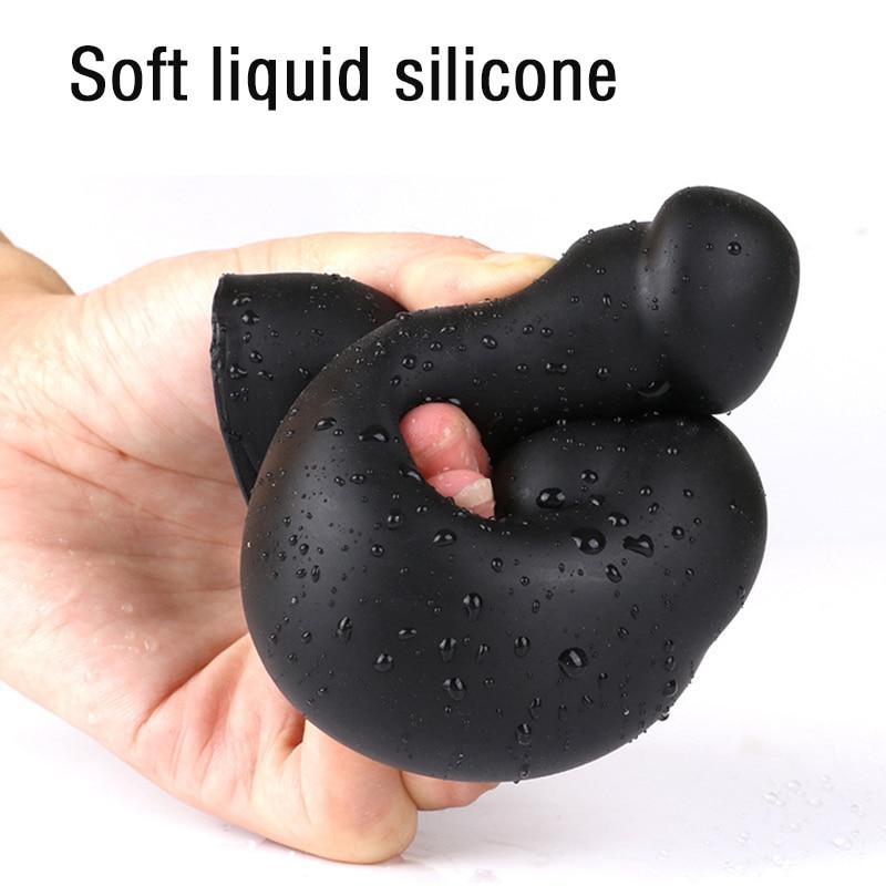 Soft Huge Realistic Dildo Silicone Cock And Balls Dong Gold Black Penis