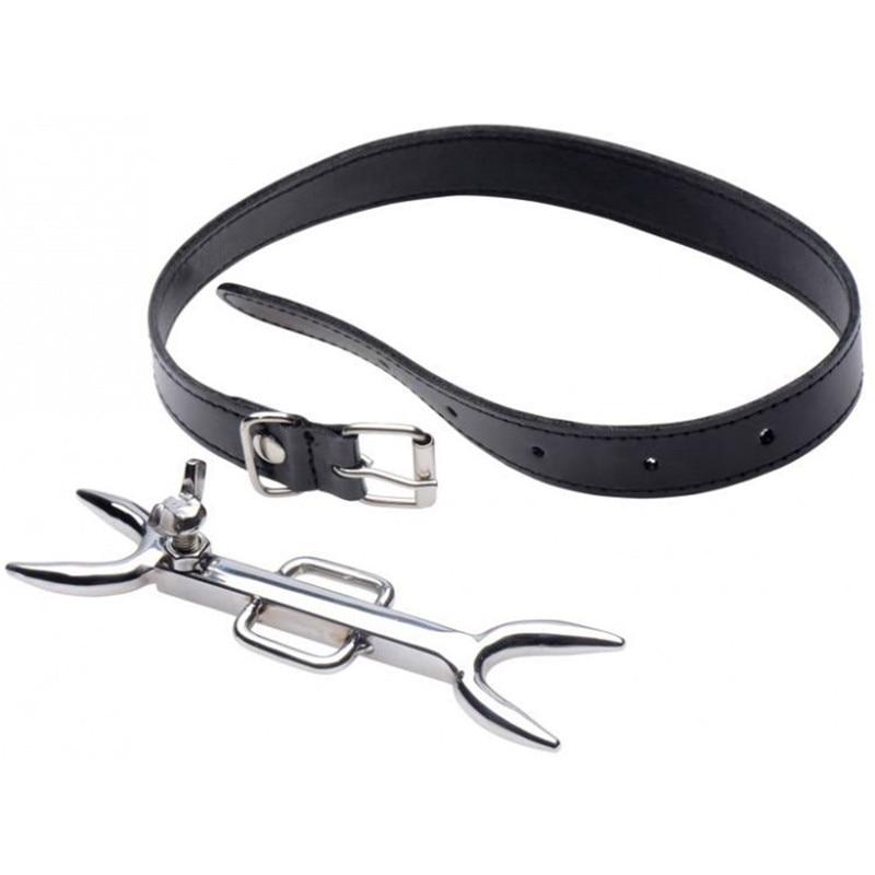 Bdsm Stainless Steel Punishment Posture Collar Leather Fork Bondage Restraints