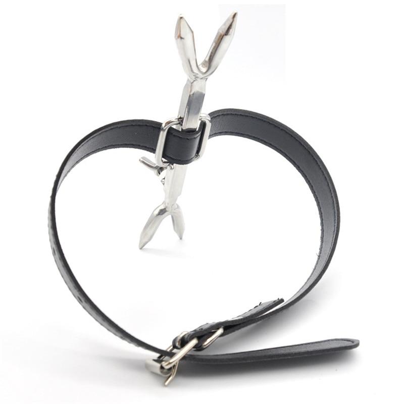 Bdsm Stainless Steel Punishment Posture Collar Leather Fork Bondage Restraints
