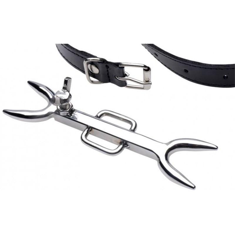 Bdsm Stainless Steel Punishment Posture Collar Leather Fork Bondage Restraints