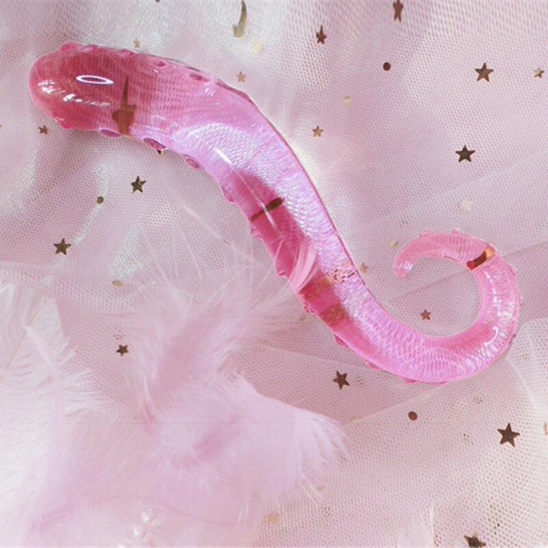 Seahorse Crystal Pink Pyrex Glass Dildo Spot Simulator Sex Toy
