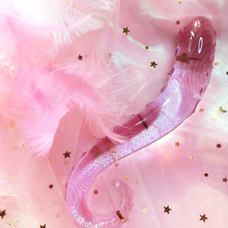 Seahorse Crystal Pink Pyrex Glass Dildo Spot Simulator Sex Toy
