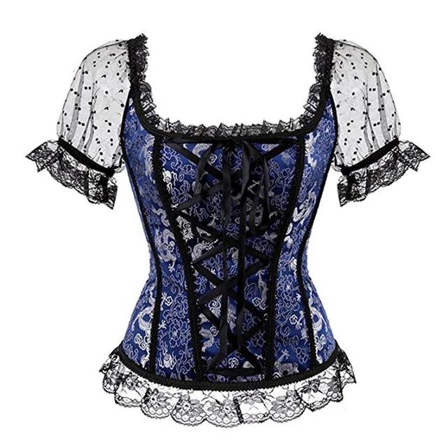 Sexy Pink Lace Short Sleeve Corset Top Style Corselet