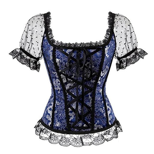 Sexy Pink Lace Short Sleeve Corset Top Style Corselet