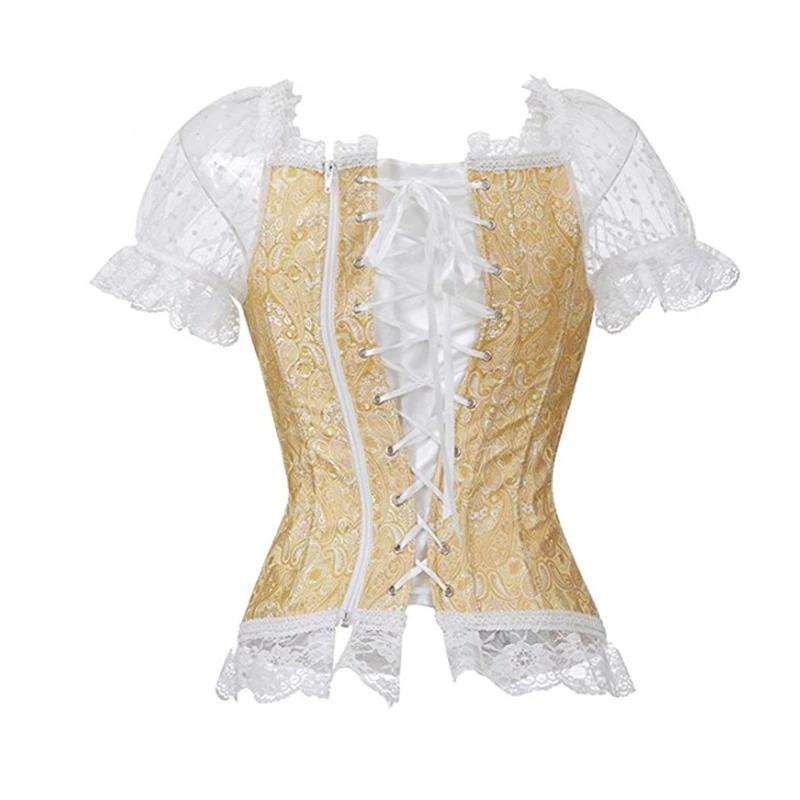 Sexy Pink Lace Short Sleeve Corset Top Style Corselet
