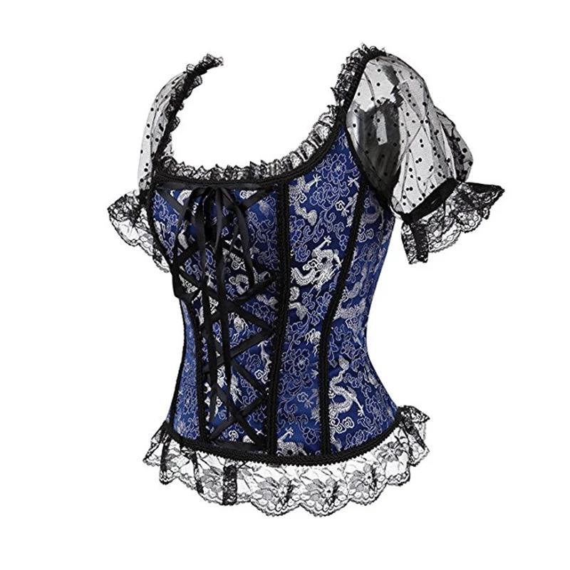 Sexy Pink Lace Short Sleeve Corset Top Style Corselet