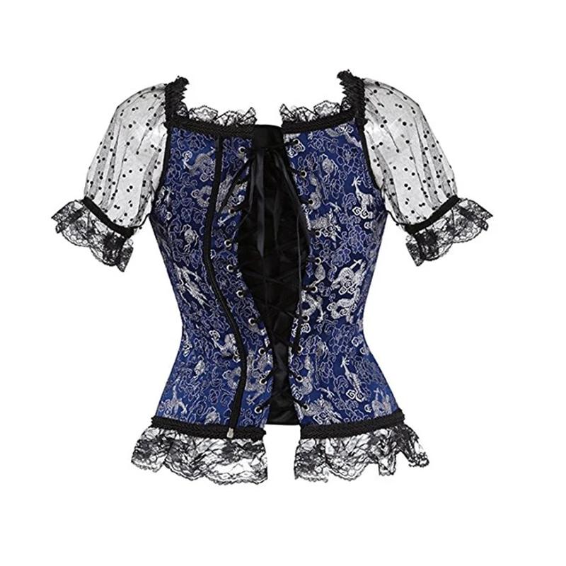 Sexy Pink Lace Short Sleeve Corset Top Style Corselet