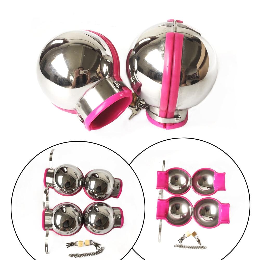 3Pcs Stainless Steel Bondage Hood Ball Cuffs Sensory Deprivation Restraints Bdsm