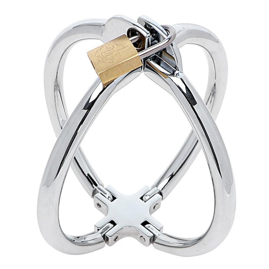 Stainless Steel Cross Wrist Handcuffs Lockable Restraints Bondage Bdsm