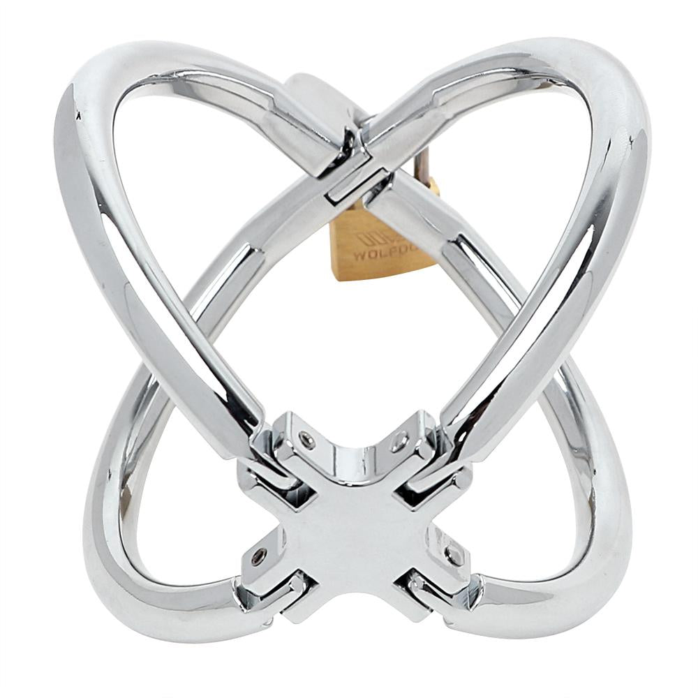 Stainless Steel Cross Wrist Handcuffs Lockable Restraints Bondage Bdsm