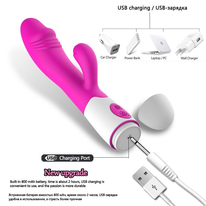 30 Speed Rechargeable Rabbit Vibrator Clit G Spot Women Sex Toy