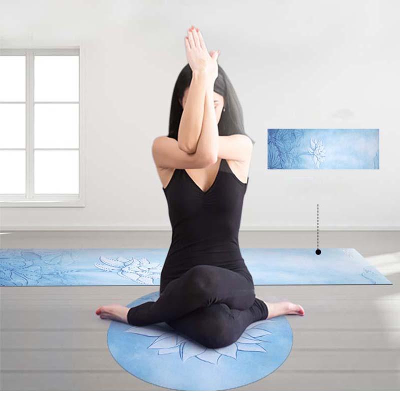 Round Meditation Yoga Mat Printed Foldable Pilates With Storage Bag