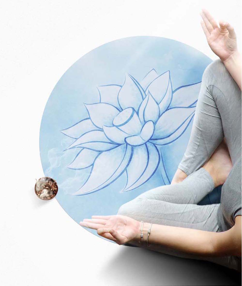Round Meditation Yoga Mat Printed Foldable Pilates With Storage Bag