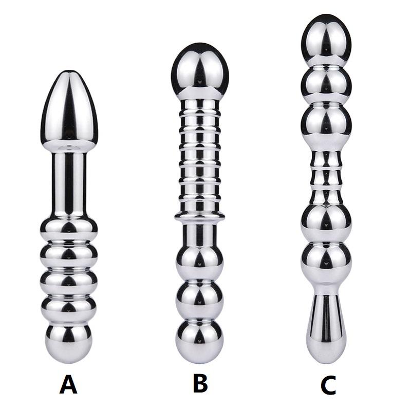 3 Styles Large Metal Anal Beads Butt Plug Dildo Sex Toy