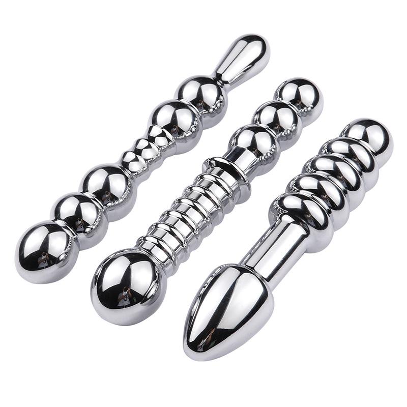 3 Styles Large Metal Anal Beads Butt Plug Dildo Sex Toy