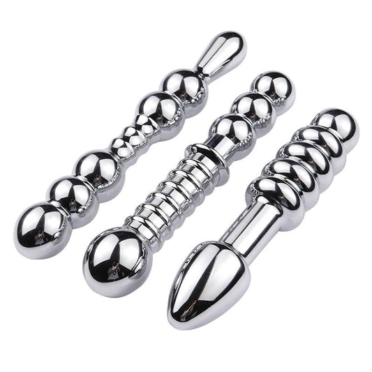 3 Styles Large Metal Anal Beads Butt Plug Dildo Sex Toy