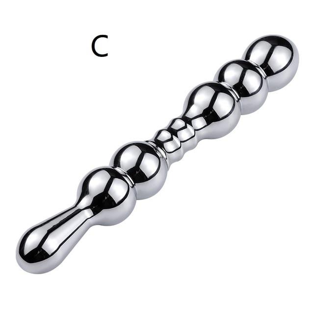 3 Styles Large Metal Anal Beads Butt Plug Dildo Sex Toy