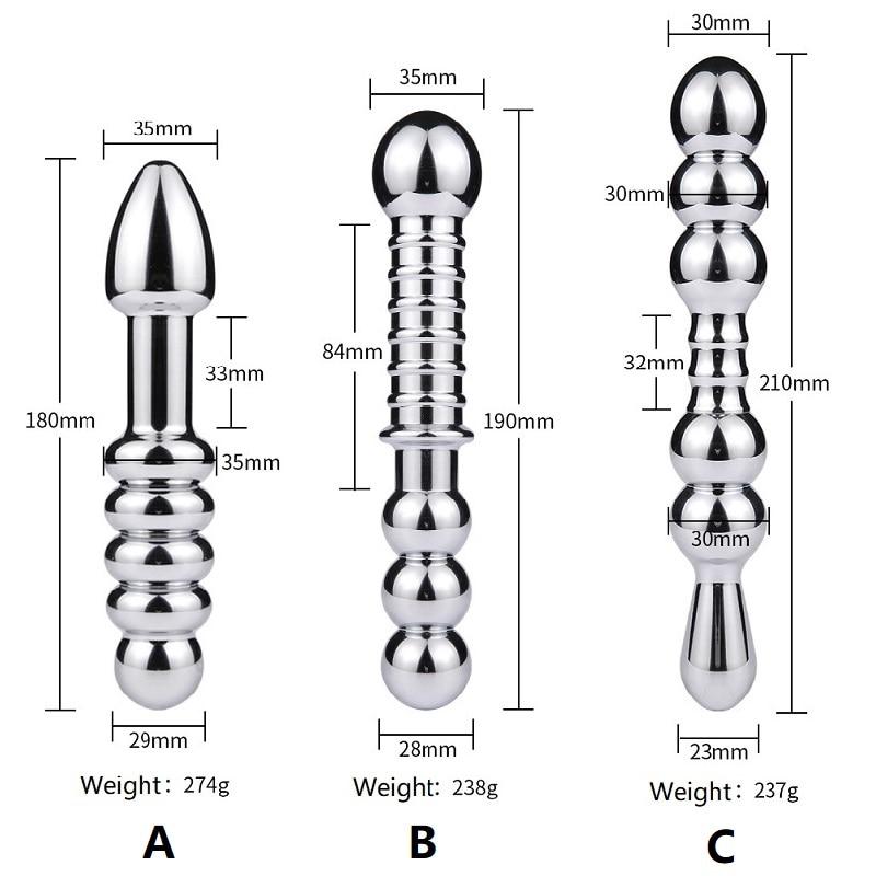 3 Styles Large Metal Anal Beads Butt Plug Dildo Sex Toy