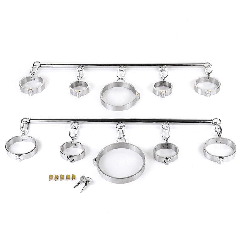 Stainless Steel Spreader Bar Shackles With Collar And Cuffs Bdsm Toys