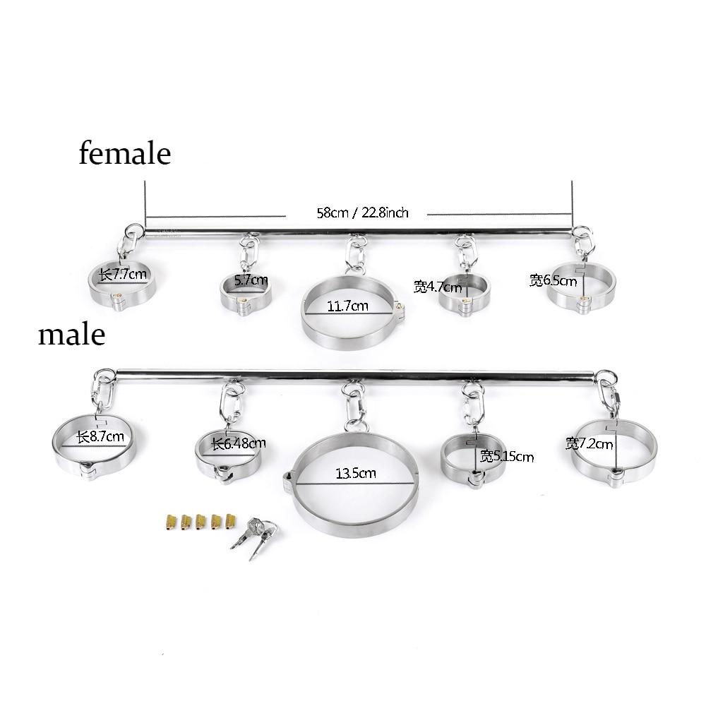 Stainless Steel Spreader Bar Shackles With Collar And Cuffs Bdsm Toys