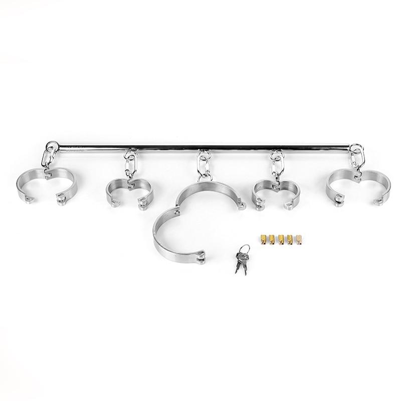 Stainless Steel Spreader Bar Shackles With Collar And Cuffs Bdsm Toys