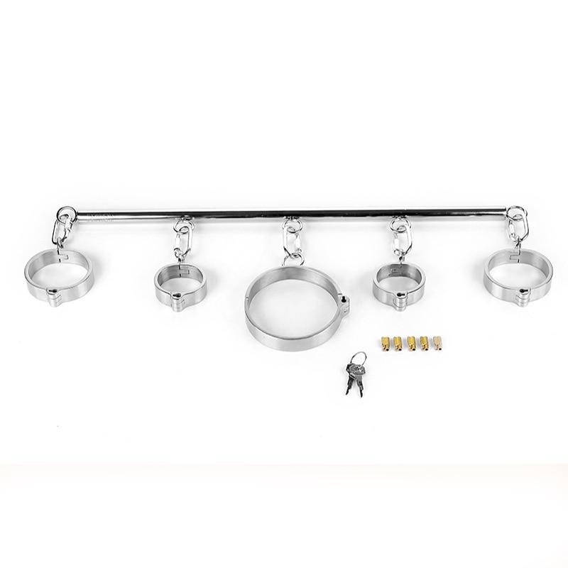 Stainless Steel Spreader Bar Shackles With Collar And Cuffs Bdsm Toys