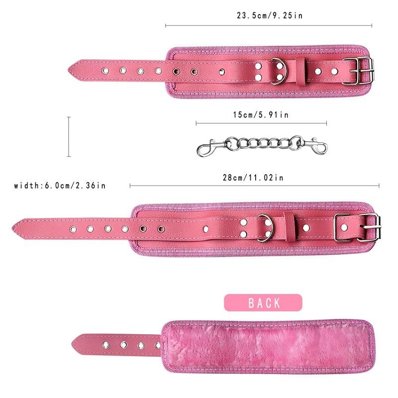 Black Pink Bondage Kit Handcuffs Leash Whip Gag Nipple Clamps Bdsm Set