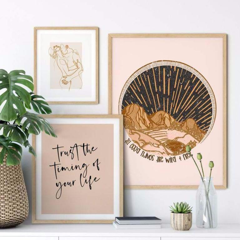 Wild Free Canvas Prints Earth Tone Wall Art Neutral Color Painting Decor