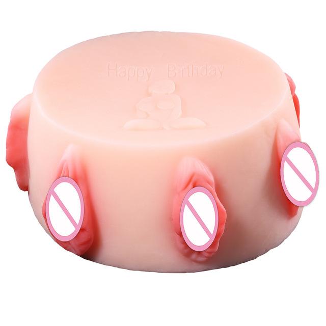 Pussy Birthday Cake Seven Hole Realistic Vagina Male Masturbator Funny Present