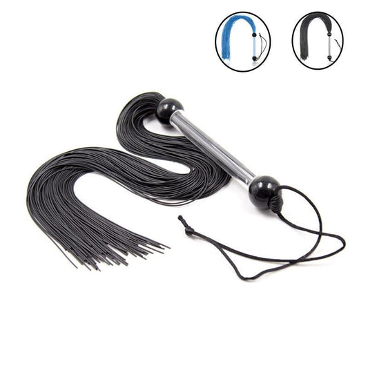 Black / Blue Silicone Tails Flogger Riding Crop Sex Couples Impact Toy Bdsm