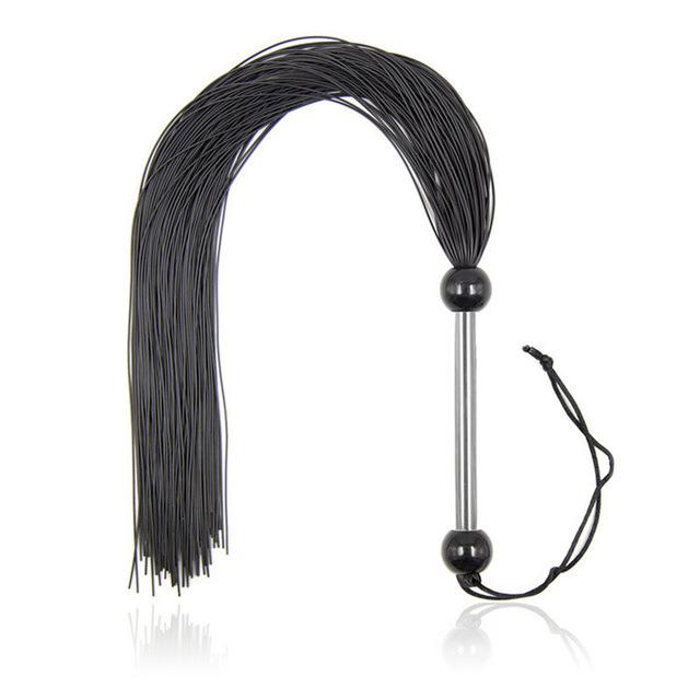 Black / Blue Silicone Tails Flogger Riding Crop Sex Couples Impact Toy Bdsm