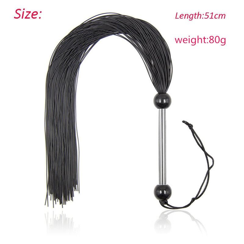 Black / Blue Silicone Tails Flogger Riding Crop Sex Couples Impact Toy Bdsm