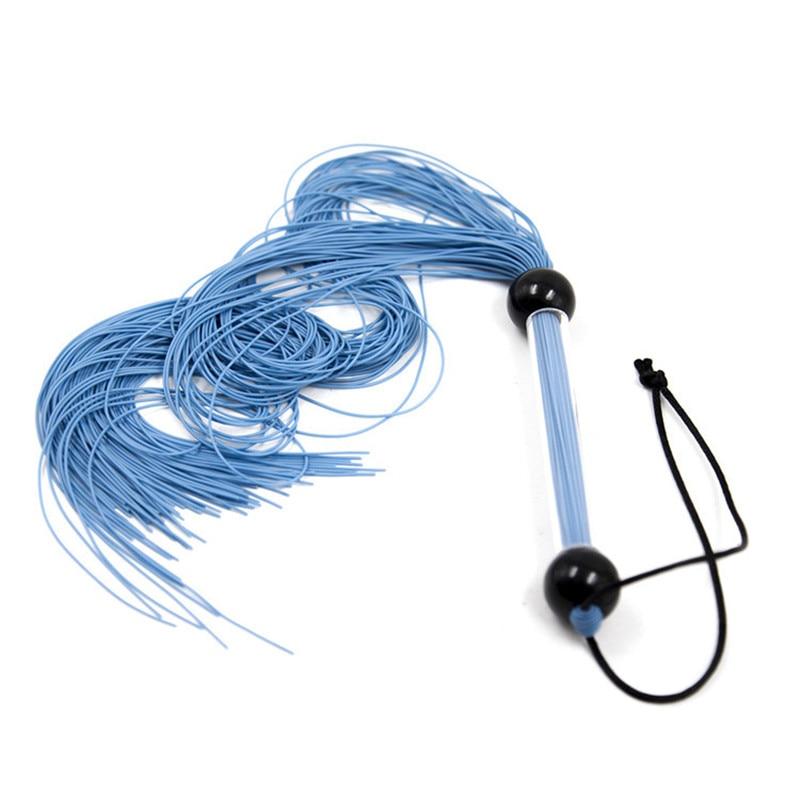 Black / Blue Silicone Tails Flogger Riding Crop Sex Couples Impact Toy Bdsm